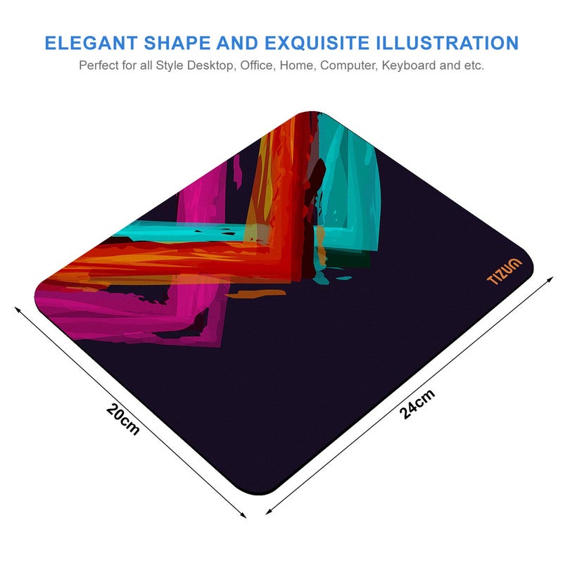 AirCase Tizum Mouse Pad/Computer Mouse Mat with Anti-Slip Rubber Base | Smooth Mouse Control | Spill-Resistant Surface for Laptop, Notebook, MacBook, Gaming, Laser/Optical Mouse, 9.4”x 7.9”, Multicolored - Image 2