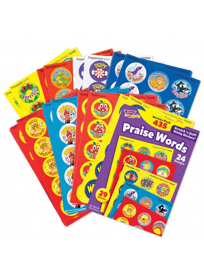 TREND ENTERPRISES: Praise Words, Scented Scratch 'N Sniff Stinky Stickers, Fun for Rewards, Incentives, Crafts and as Collectibles, 24 Different Designs, 29 Sheets Included, For Ages 3 and Up - Image 2