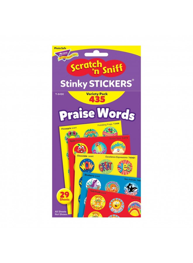 TREND ENTERPRISES: Praise Words, Scented Scratch 'N Sniff Stinky Stickers, Fun for Rewards, Incentives, Crafts and as Collectibles, 24 Different Designs, 29 Sheets Included, For Ages 3 and Up - Image 3