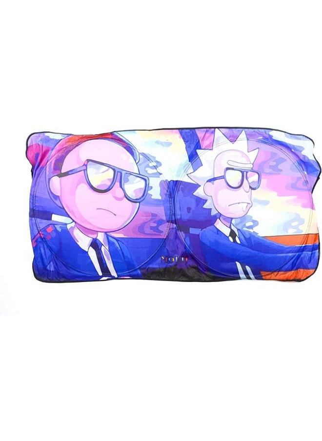 Generic Colorful Rick & Morty Printed Automotive Windshield Sun Shade Auto Sun Visor Heat Protection for Cars, Trucks & SUVs  - Image 1
