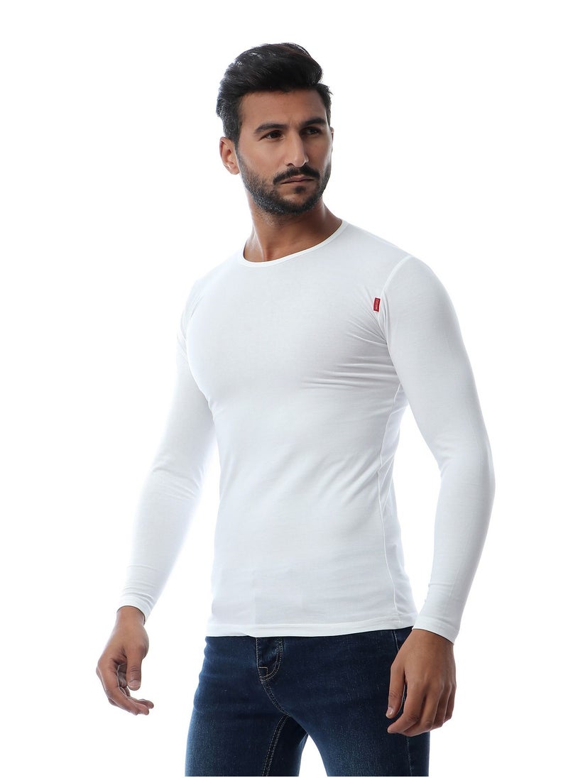 COTTONIL Full Sleeves O-Neck T-Shirt - White  - Image 2