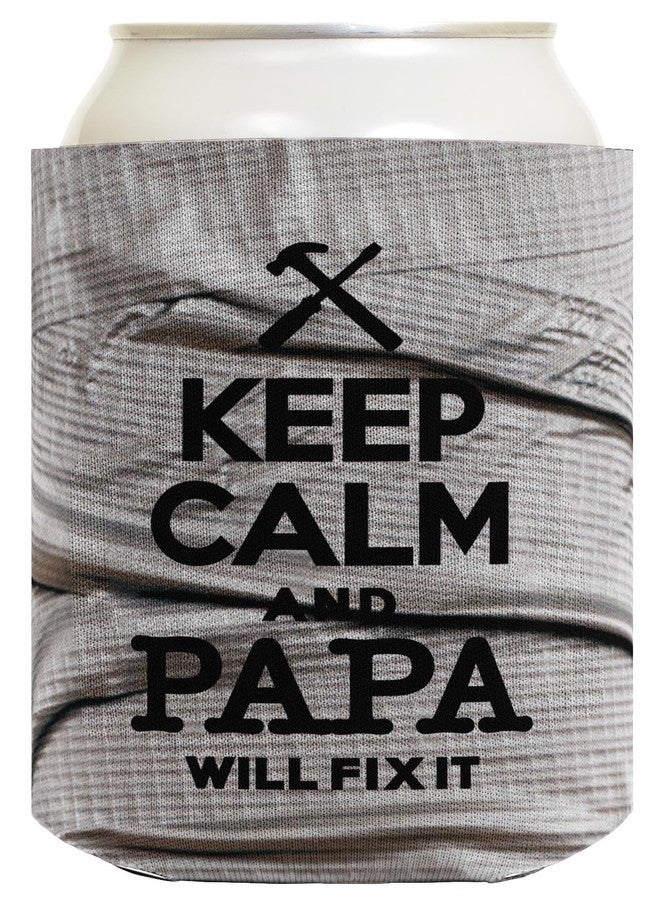 ذيس وير مبرد مشروبات مضحك، حافظ على هدوئك، بابا سيحل المشكلة، هدية عيد الأب للأب أو الجد، عبوة من قطعتين من مبردات المشروبات الحرارية - Image 4