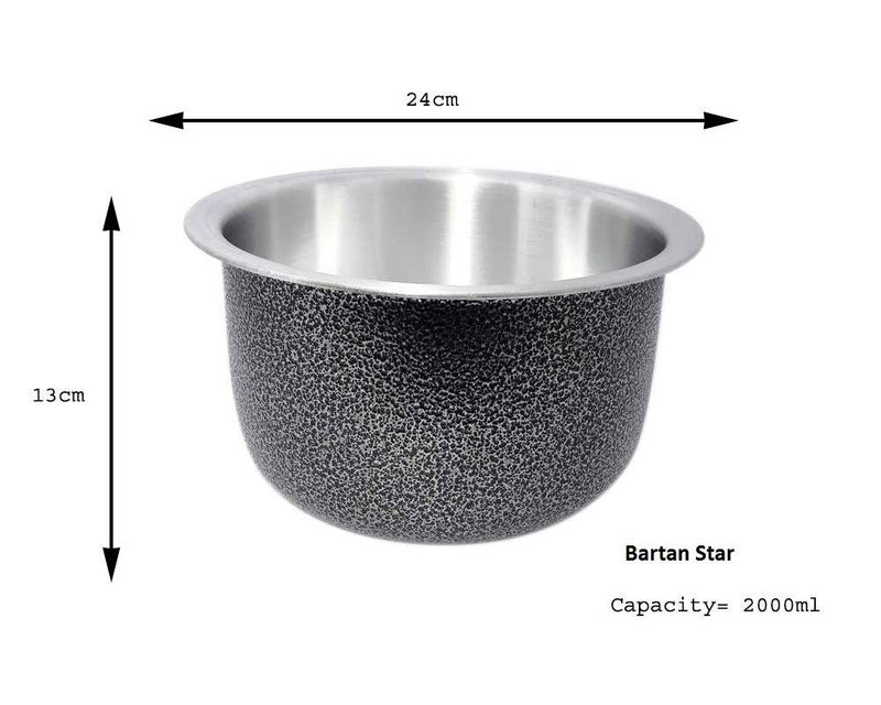 Bartan Star Black Aluminium Bhagona 2000ml - Image 3