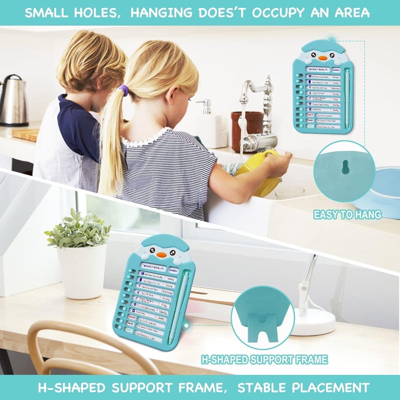 SYOSI Chore Chart for Kids, Checklist Board with To-Do List, Detachable Routine Planning Message Board for Multiple Kids, DIY Daily and Weekly Planner, Home Task Tracker, Blue - Image 4