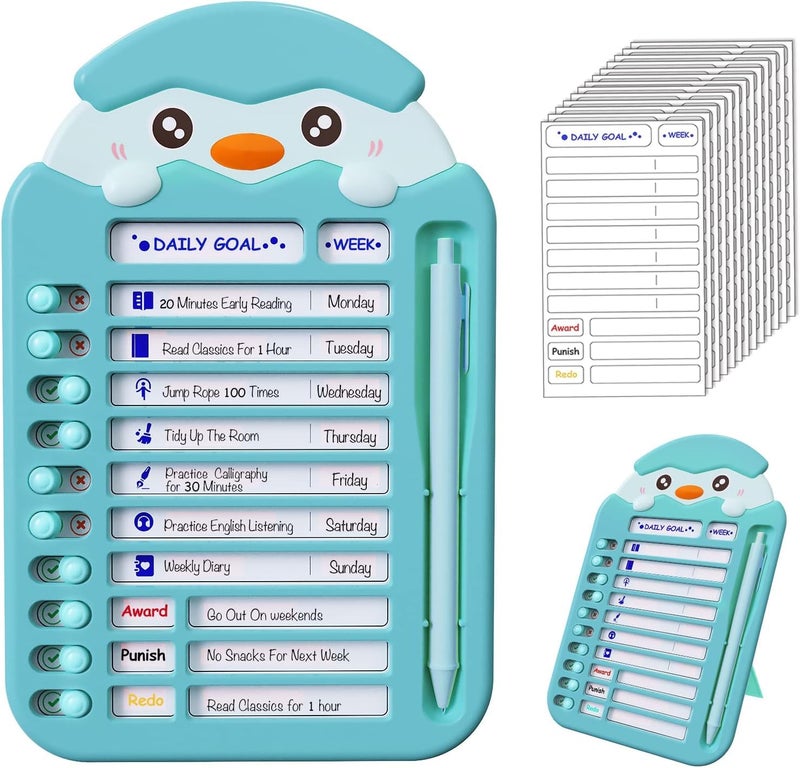SYOSI Chore Chart for Kids, Checklist Board with To-Do List, Detachable Routine Planning Message Board for Multiple Kids, DIY Daily and Weekly Planner, Home Task Tracker, Blue - Image 1