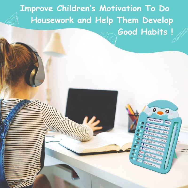 SYOSI Chore Chart for Kids, Checklist Board with To-Do List, Detachable Routine Planning Message Board for Multiple Kids, DIY Daily and Weekly Planner, Home Task Tracker, Blue - Image 5