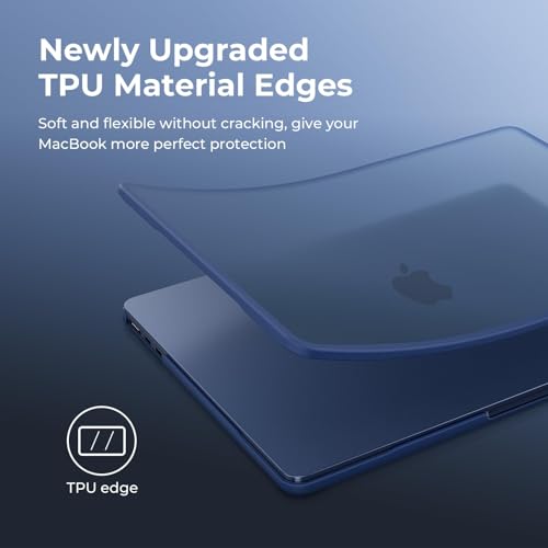 BlueSwan Hard Shell Case Compatible for Apple Macbook Air 13 inch M5 2026 2025 2024 2022 M4 M3 M2,A3449 A3240 A3113 A2681,13.6 Matte TPU Frame Anti-fingerprint Laptop Protective Cover-Frosted Midnight - Image 3