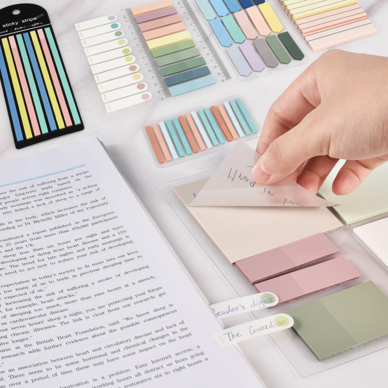 BAYTORY 1610 Sheets Transparent Sticky Notes with Highlighter Tape, Clear Waterproof 3 x 3 inch See Through Memo Pad, Self-Adhesive Translucent Writable Index Tabs for Annotating Books - Image 5