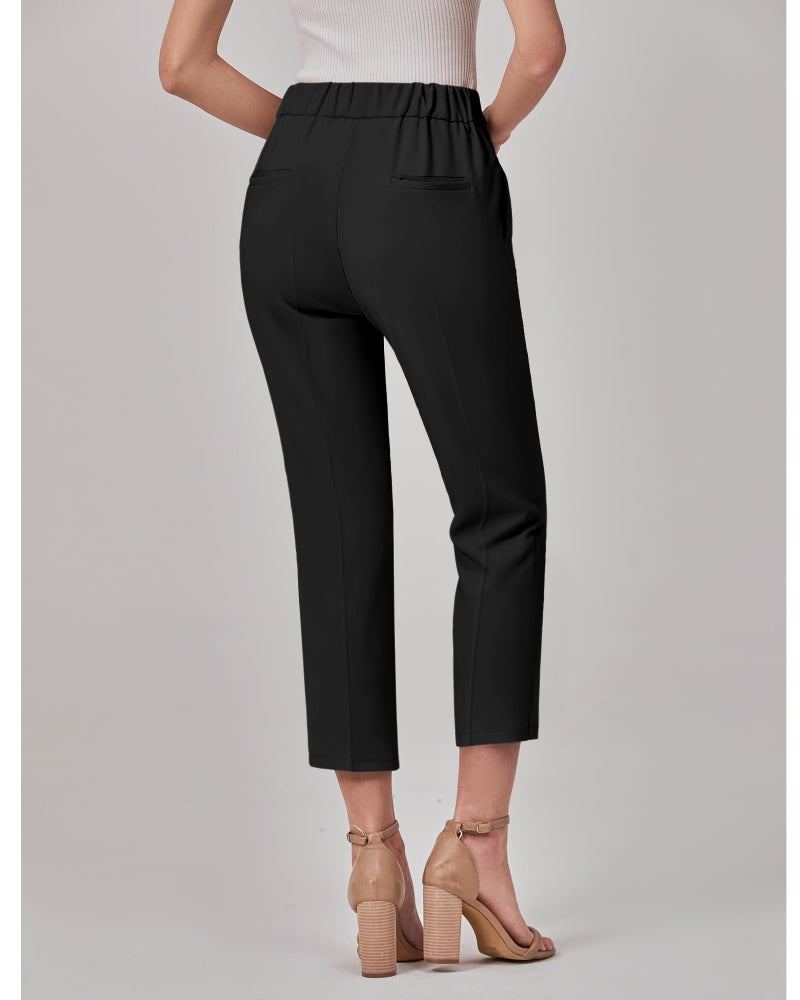 GRAPENT Trendy Black Capri Pants for Women - Size S (4, 6) - Image 2