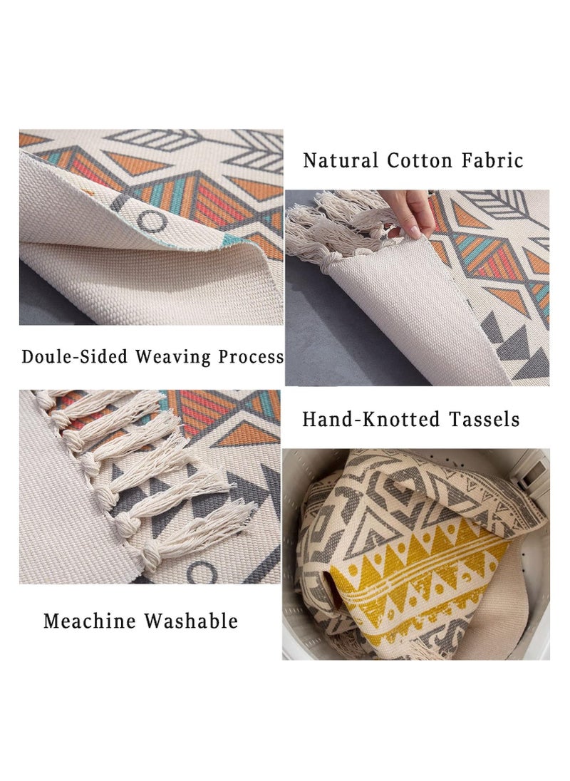 BABYCARA - 2pc of Woven Bohemian Folk embroidery Door Mat for Indoor Outside Entrance Non-Slip Bathroom Floor Mat Machine Washable - Image 1