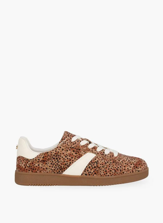 Celeste TAN Women Animal Print Lace-Up Sneakers for Women | Best Price UAE