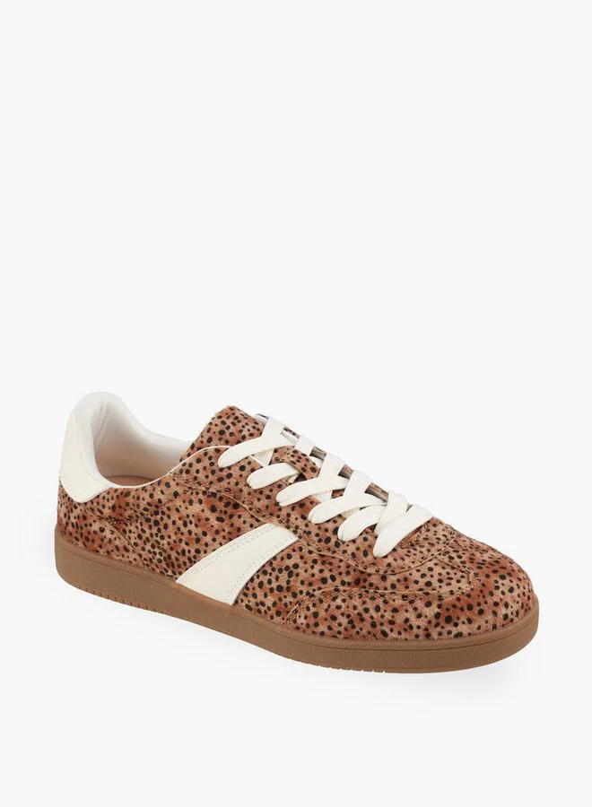 Celeste TAN Women Animal Print Lace-Up Sneakers for Women | Best Price UAE