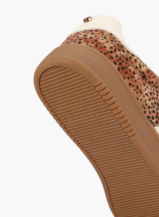 Celeste TAN Women Animal Print Lace-Up Sneakers for Women | Best Price UAE