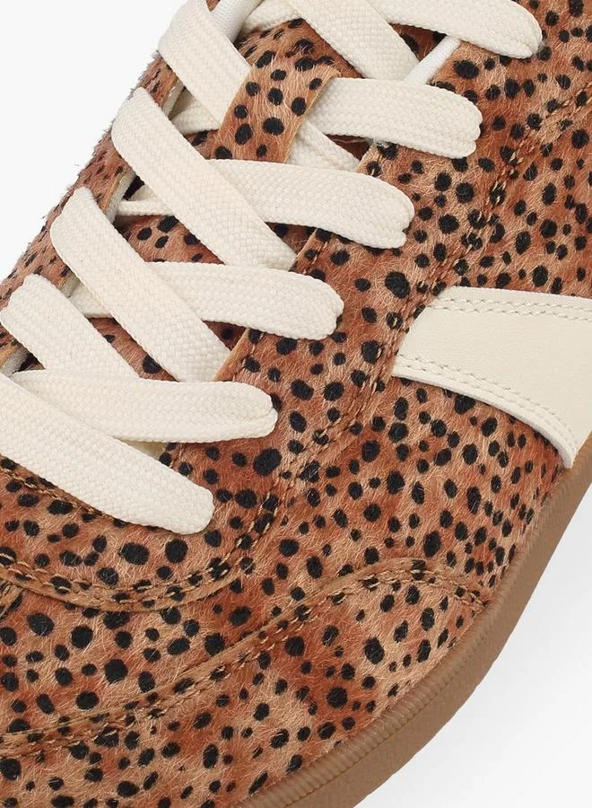 Celeste TAN Women Animal Print Lace-Up Sneakers for Women | Best Price UAE