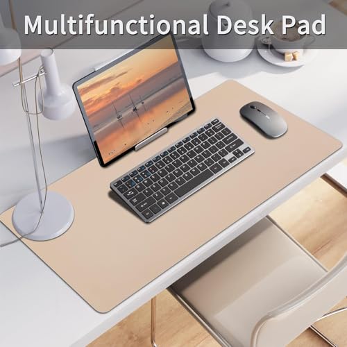 Bloss Leather Desk Pad, Mouse Pad, Non-Slip Desk Protector Mat, Leather Desk Blotter, Computer Desk Pad, Waterproof Desk Mat for Home Office and Decor - Beige (35.4×17Inches) - Image 2