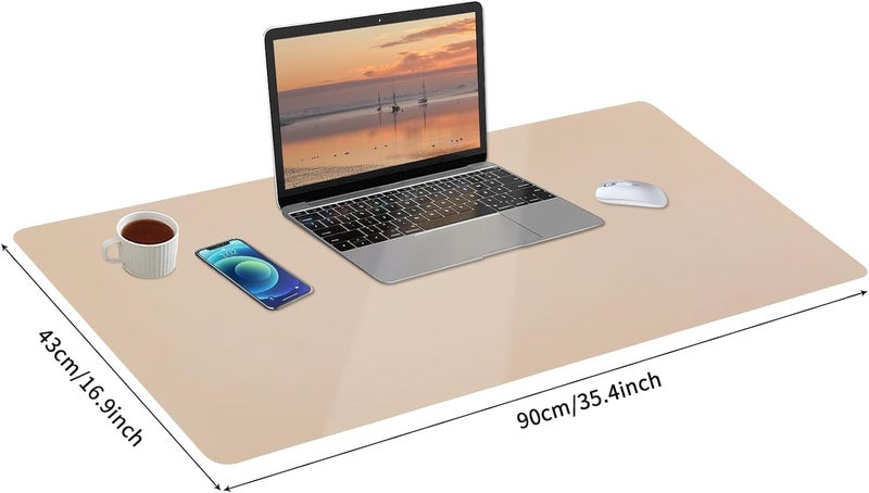 Bloss Leather Desk Pad, Mouse Pad, Non-Slip Desk Protector Mat, Leather Desk Blotter, Computer Desk Pad, Waterproof Desk Mat for Home Office and Decor - Beige (35.4×17Inches) - Image 4