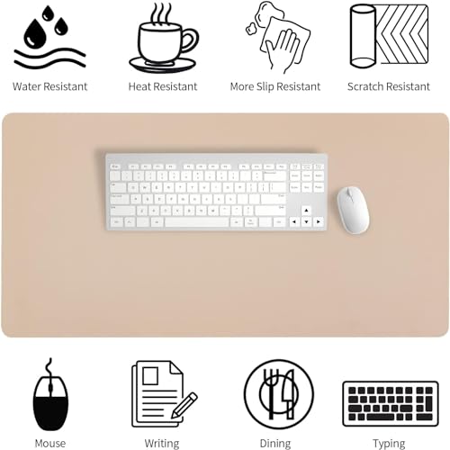 Bloss Leather Desk Pad, Mouse Pad, Non-Slip Desk Protector Mat, Leather Desk Blotter, Computer Desk Pad, Waterproof Desk Mat for Home Office and Decor - Beige (35.4×17Inches) - Image 5