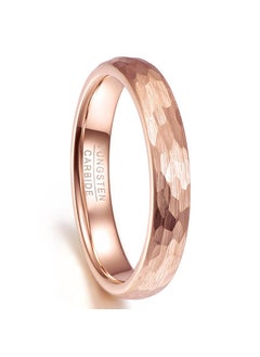 Rose Gold Plated Tungsten Steel Ring 4-6MM Wide Mens Ring Facetted European Style Jewelry Unisex Band for Men And Women 4mm Rose Gold