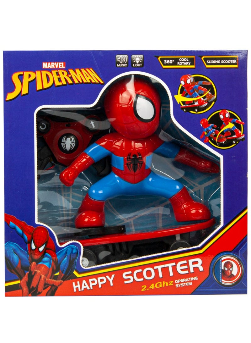 MARVEL Remote Control Spider Hero Scooter Toy – Light & Sound, Self-Balancing Action, 360° Spin, Birthday Gift for Kids - Image 1