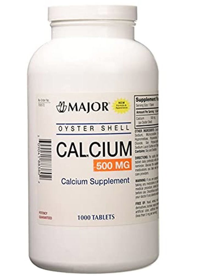 Major Pharmaceuticals Oyster Shell Calcium Tablets, 500mg, 1000ct - Image 1