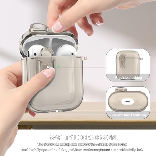 MHYALUDO for Airpods 2nd Generation Case Cover with Secure Lock, Clear Soft TPU Transparent Military Grade Shockproof Protective Case with Cleaning Pen for Apple Airpods 2nd 2019, Clear Black - Image 5