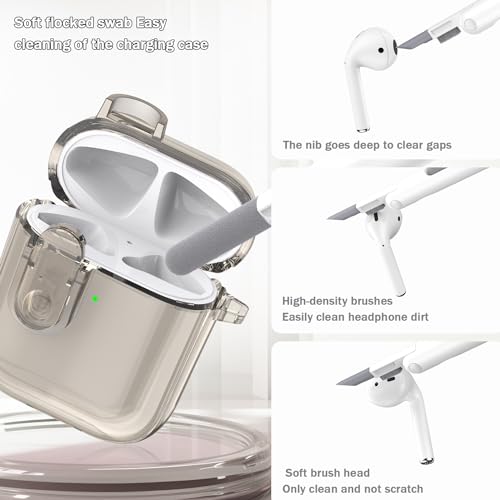 MHYALUDO for Airpods 2nd Generation Case Cover with Secure Lock, Clear Soft TPU Transparent Military Grade Shockproof Protective Case with Cleaning Pen for Apple Airpods 2nd 2019, Clear Black - Image 3