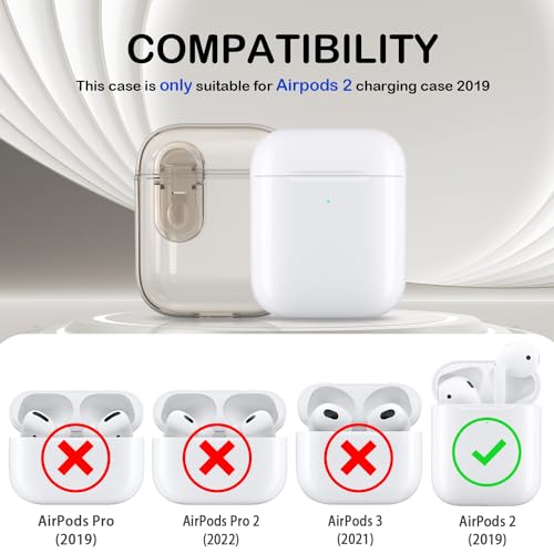 MHYALUDO for Airpods 2nd Generation Case Cover with Secure Lock, Clear Soft TPU Transparent Military Grade Shockproof Protective Case with Cleaning Pen for Apple Airpods 2nd 2019, Clear Black - Image 2
