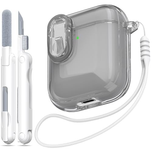 MHYALUDO for Airpods 2nd Generation Case Cover with Secure Lock, Clear Soft TPU Transparent Military Grade Shockproof Protective Case with Cleaning Pen for Apple Airpods 2nd 2019, Clear Black - Image 1