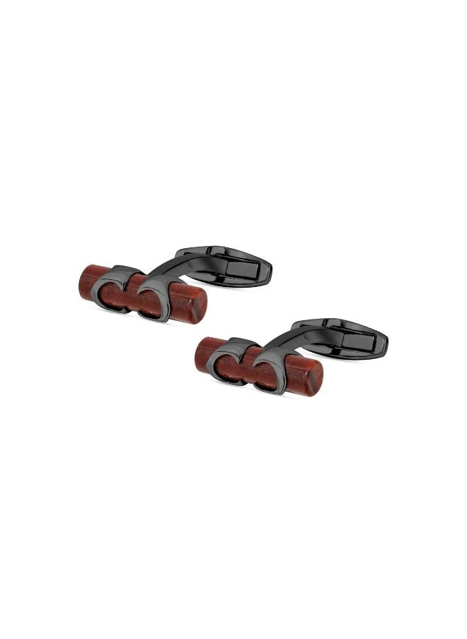 شيروتي 1881 Tuberuti Black and Red Tiger Eye Gem Cufflinks for Men