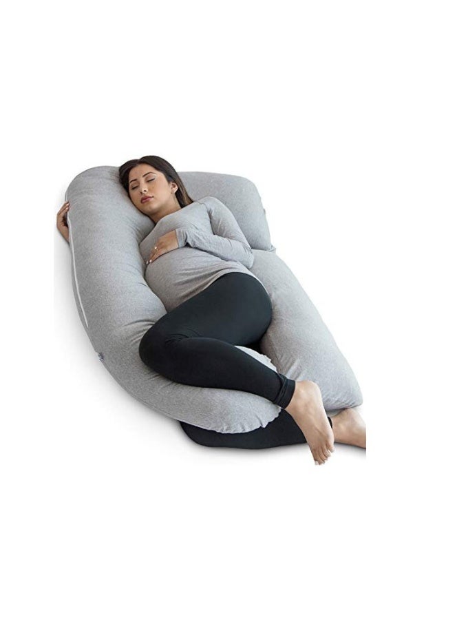 فار مي دوك وسادة حمل على شكل حرف U | دعم كامل للجسم | تخفف آلام الظهر، الوركين، الرقبة وآلام العصب الوركي | قماش جيرسي ناعم | قابل للتعديل | 134.62 x 78.74 x 17.78 سم | خالي من المواد المسببة للحساسية