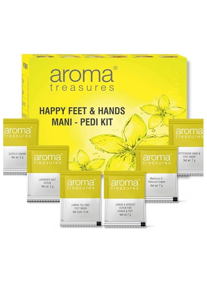 Aroma Treasures Happy Feet and Hands Manicure pedicure kit contains Cuticle cream, Footh wash, Lavender salt, Scrub, Foot mask - Image 2
