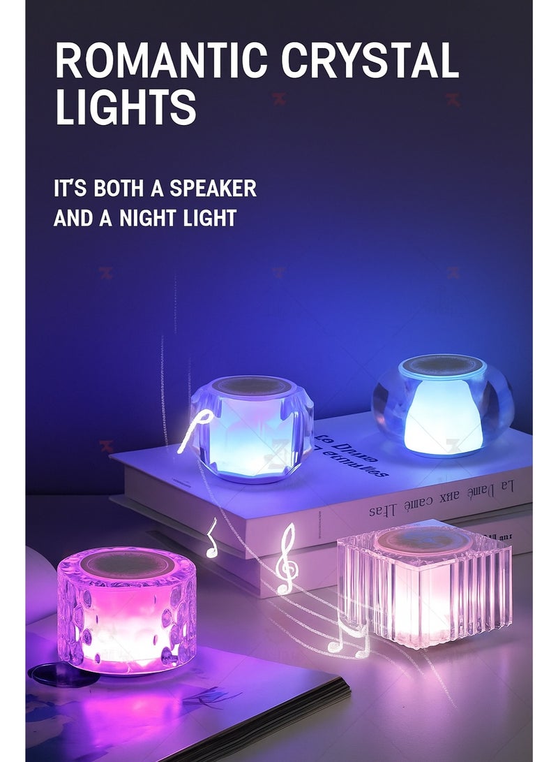 Romantic Crystal Bluetooth Speaker Night Light – 360° Surround Sound, Colorful Ambient Lamp, Portable Gift（Square）  - Image 2