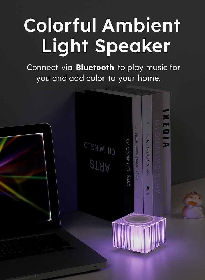 Romantic Crystal Bluetooth Speaker Night Light – 360° Surround Sound, Colorful Ambient Lamp, Portable Gift（Square）  - Image 3