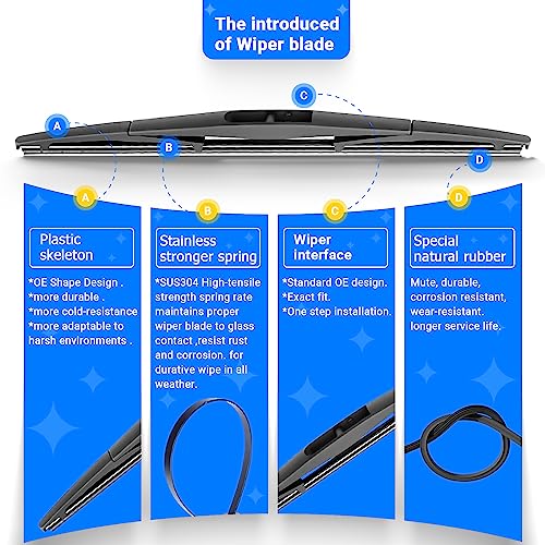 Raintok شفاطات الزجاج الأمامي RAINTOK بديل لعام 2014 2015 2016 2017 2018 2019 نيسان فيرسا نوت جودة المصنع الأصلية مجموعة شفاطات أمامية وخلفية لسيارتي - 28" 12" 12" (عبوة من 3)  - Image 5