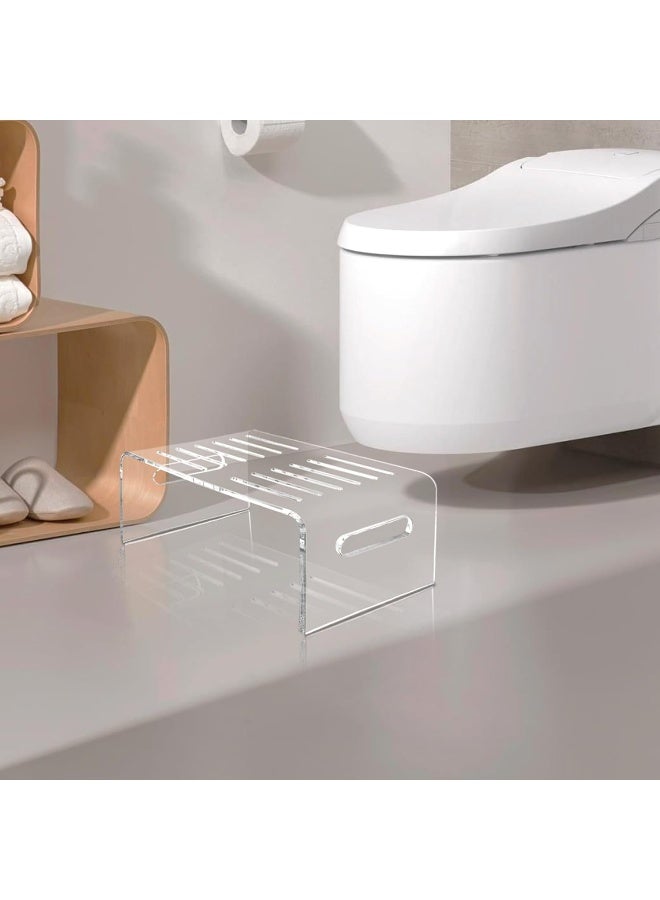 TPGP 7”H Acrylic Toilet Stool for Adults Clear Poop Step Stool for Kids Bathroom 2-in-1 Modern Non-Slip Small Toddler Bed Stripe Foot Stool for Children Bedroom Kitchen Shower Sink  - Image 2