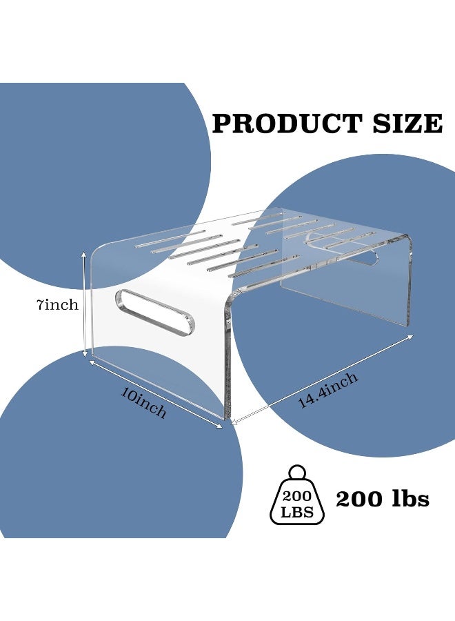 TPGP 7”H Acrylic Toilet Stool for Adults Clear Poop Step Stool for Kids Bathroom 2-in-1 Modern Non-Slip Small Toddler Bed Stripe Foot Stool for Children Bedroom Kitchen Shower Sink  - Image 3