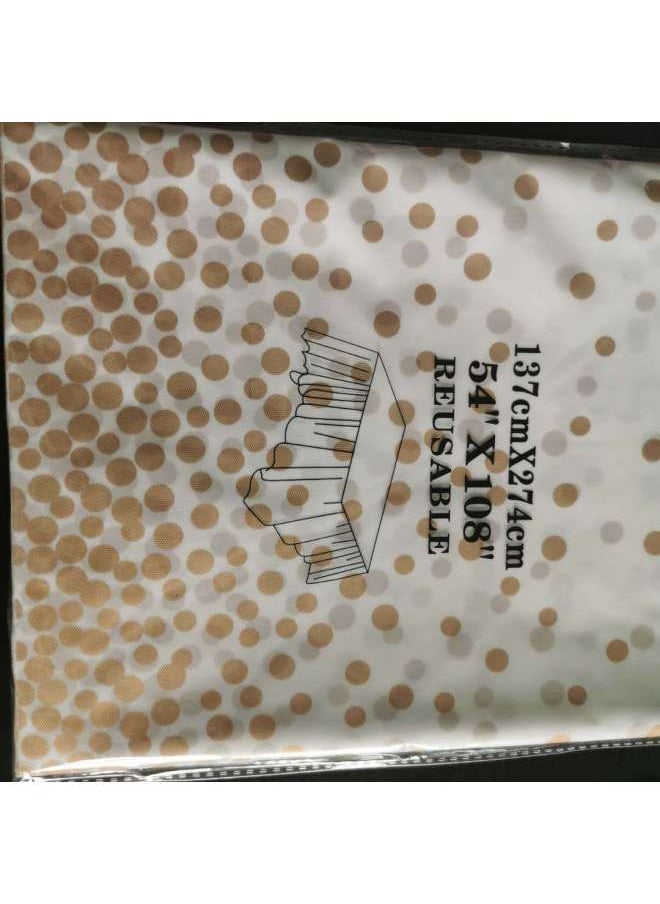 Generic Disposable Polka Dot Tablecloth 137×274cm Peva Plastic Table Cover Party Supplies Foil Dot Table Cloth-Color:Rose Gold Dot-Specifications:137*274CM  - Image 1