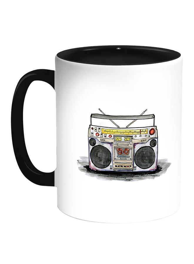 RKN Old Tape Recorder Printed Coffee Mug White/Black 11ounce - Image 2