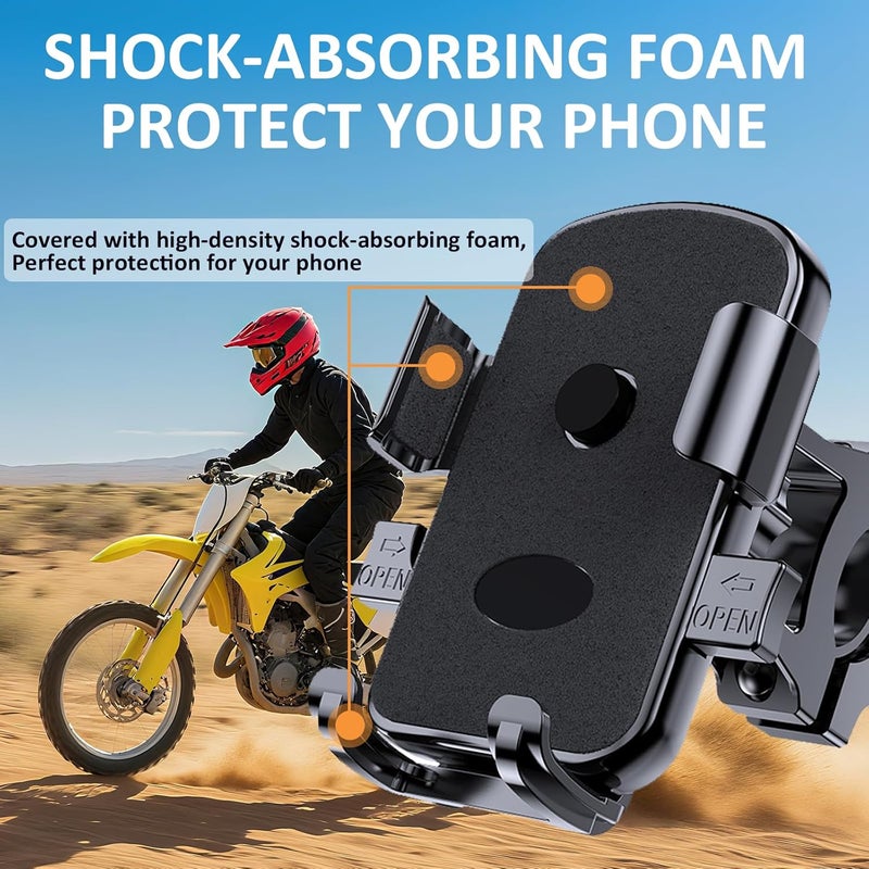 ZMDCAM Bike Phone Mount Holder, Motorcycle Phone Mount for Scooter, Mountain, Dirt Bike, Stroller and Motorcycle, 360°Rotate Handlebar Phone Holder Compatible with iPhone & Android Smartphones from 4.7-7.2'' - Image 4
