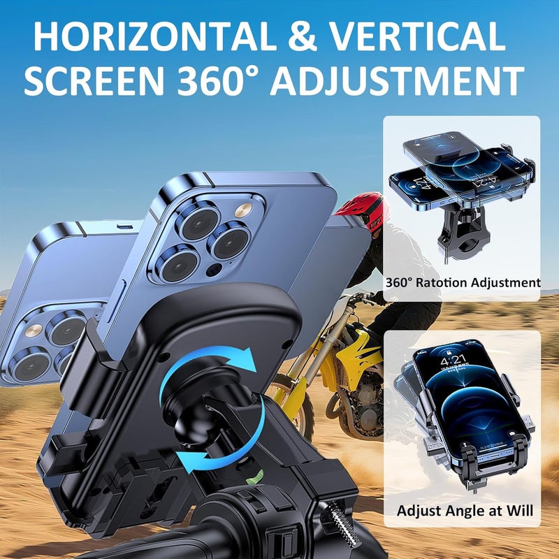 ZMDCAM Bike Phone Mount Holder, Motorcycle Phone Mount for Scooter, Mountain, Dirt Bike, Stroller and Motorcycle, 360°Rotate Handlebar Phone Holder Compatible with iPhone & Android Smartphones from 4.7-7.2'' - Image 5
