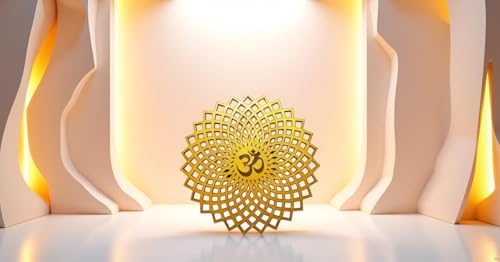 My Dream Carts Golden Om Round Decorative Wall Art Mdf Wooden Om Chakra For Temple Living Room Bedroom Office Hotel Home Decor Items Gift Item Mandala Wall Hanging For House Decoration 30x30cm - Image 3
