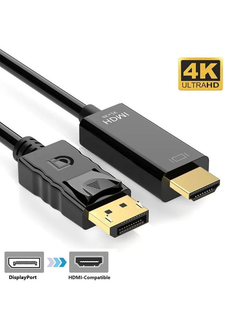 1.8 Metre Premium DisplayPort to HDMI Display Cable, 4K@60Hz, Full HD 1080p, Gold-Plated Plugs