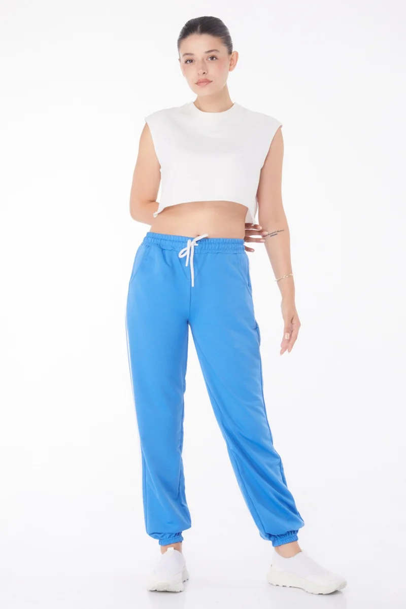 Tofisa Plain Mid Women's Blue Striped Sweatpants - 25953