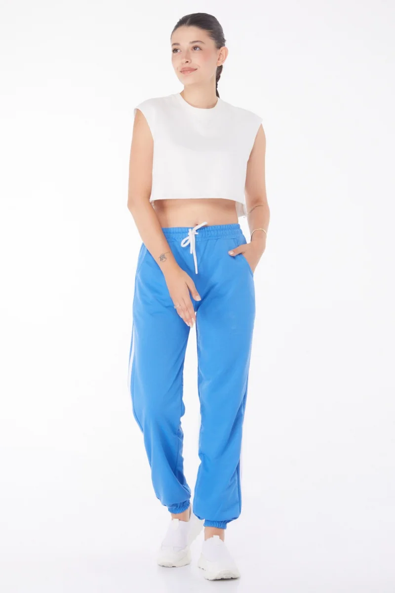 Tofisa Plain Mid Women's Blue Striped Sweatpants - 25953