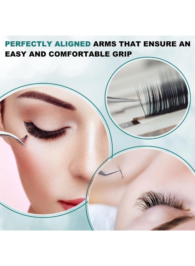 مجموعة ملاقط تمديد الرموش - 3 قطع، ملاقط فولاذية مقاومة للصدأ بدقة لتكثيف الرموش مع صندوق تخزين - أدوات احترافية لتمديد الرموش للنساء - Image 2