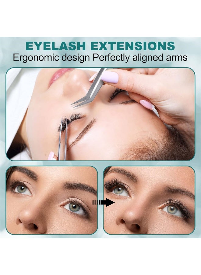 مجموعة ملاقط تمديد الرموش - 3 قطع، ملاقط فولاذية مقاومة للصدأ بدقة لتكثيف الرموش مع صندوق تخزين - أدوات احترافية لتمديد الرموش للنساء - Image 4