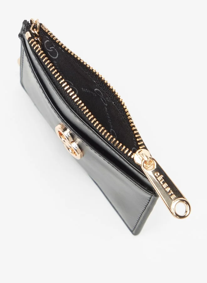 سيليست Women's Monogram Card Holder with Zip Closure
