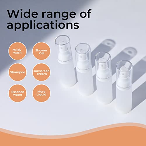 LONGWAY 1.7oz 50ml Airless Cosmetic Cream Pump Bottle Travel Size Dispenser Refillable Containers/Foundation Travel Pump Bottle for Shampoo（Pack of 6, Frosted Translucent） - Image 4
