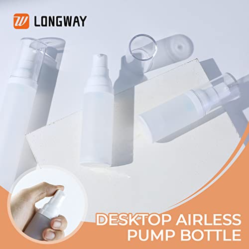 LONGWAY 1.7oz 50ml Airless Cosmetic Cream Pump Bottle Travel Size Dispenser Refillable Containers/Foundation Travel Pump Bottle for Shampoo（Pack of 6, Frosted Translucent） - Image 5