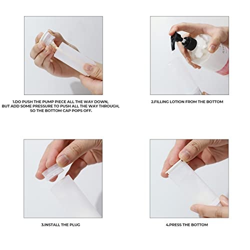 LONGWAY 1.7oz 50ml Airless Cosmetic Cream Pump Bottle Travel Size Dispenser Refillable Containers/Foundation Travel Pump Bottle for Shampoo（Pack of 6, Frosted Translucent） - Image 3